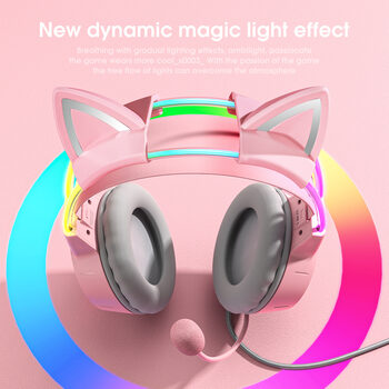 Redeem Onikuma X15 Pro Pink Cat Ear gaming headphones (žaidimų ausinės)