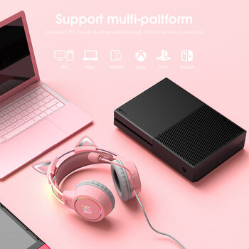 Onikuma X15 Pro Pink Cat Ear gaming headphones (žaidimų ausinės)