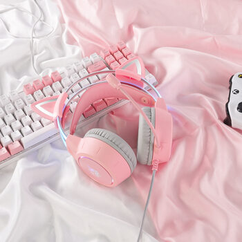 Buy Onikuma X15 Pro Pink Cat Ear gaming headphones (žaidimų ausinės)