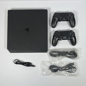 PlayStation 4 Slim, Black, 500GB + 2 Controllers and Cables
