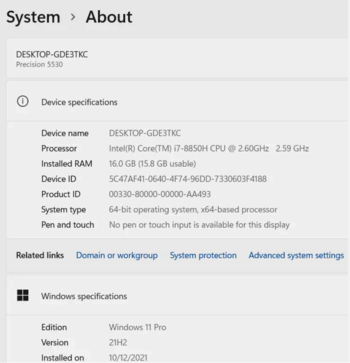 Dell Precision 5530 15.6" Laptop | i7-8850H | 16GB RAM | 512GB SSD | Windows 11 for sale