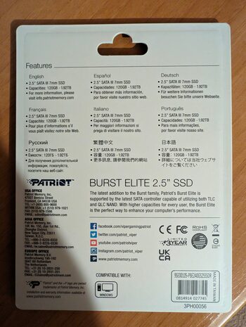 Patriot Burst Elite 240GB SSD Sata 2.5"