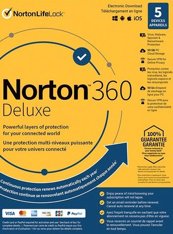 Norton 360 Deluxe 50GB - 5 Devices 3 Years - Norton Key EUROPE