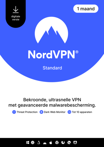 NordVPN Standard - 1 maand - 10 apparaten (PC/MAC/Mobile) VPN & cybersecurity - NEDERLAND