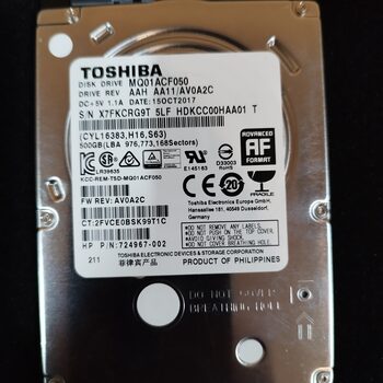 Toshiba MQ01ACF050 500GB 7.2K 2.5" SATA Hard Drive