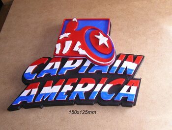 Capitan America, Marvel, Cartel, Letrero, Rotulo, Logotipo, Impresion3D