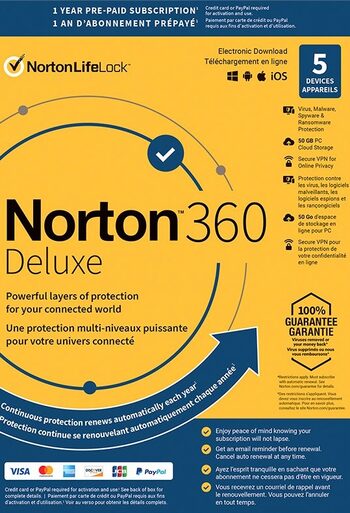 Norton 360 Deluxe 50GB - 5 Devices 3 Years - Norton Key EUROPE
