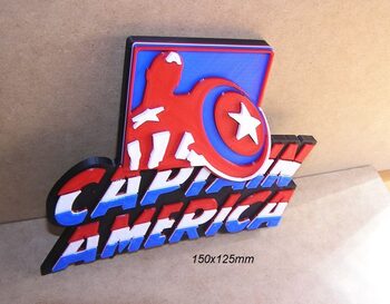 Capitan America, Marvel, Cartel, Letrero, Rotulo, Logotipo, Impresion3D