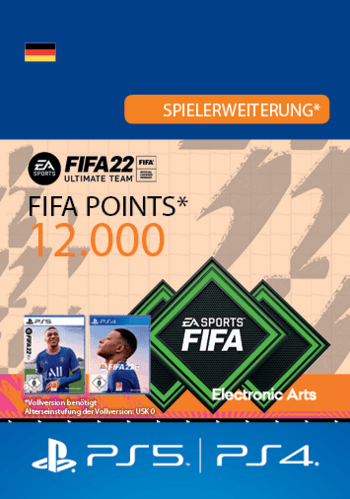 FIFA 22 - 12000 FUT Points (PS4/PS5) Código de PSN GERMANY